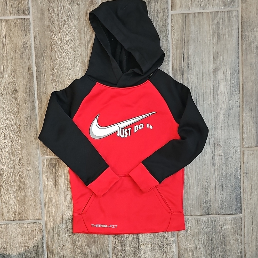 Nike Kids Red and Black Hoodie with Swoosh